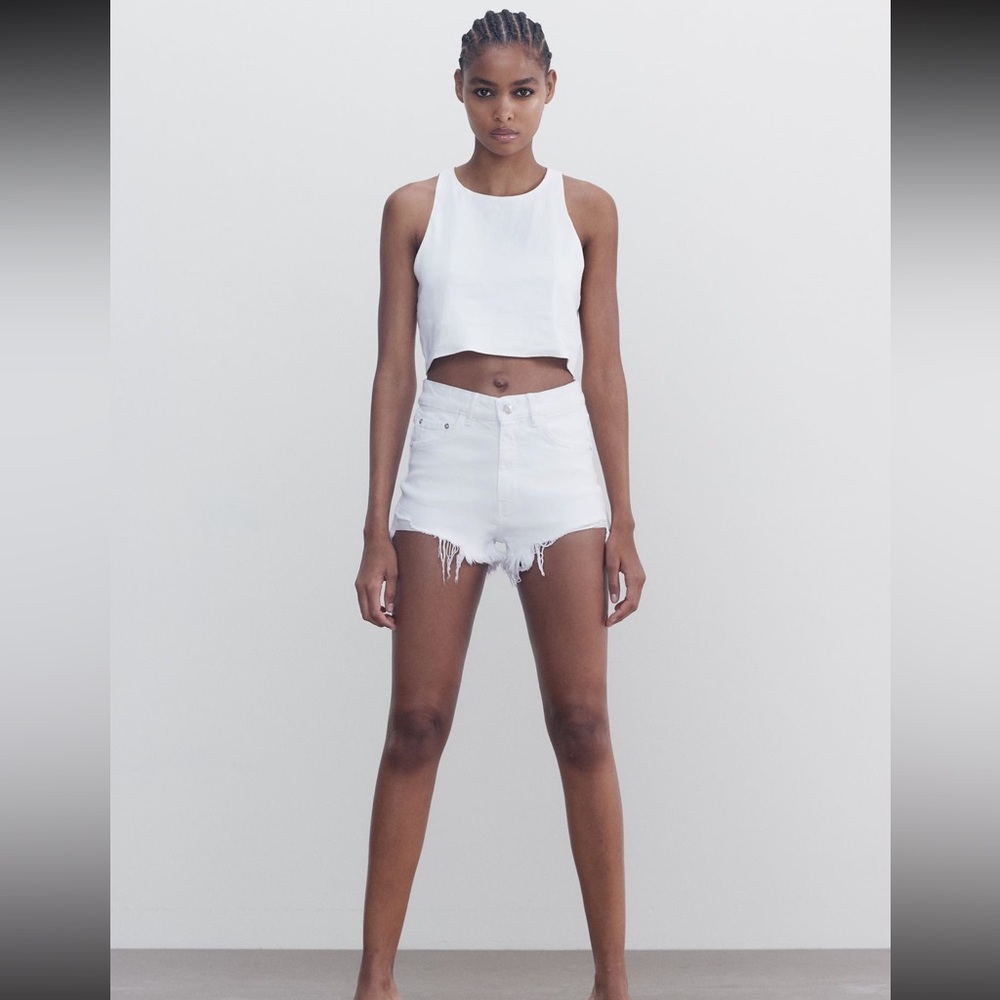 Zara White Jean Shorts for Women